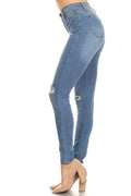 High Rise Knee Cut Skinny Jean ENCORE JEANS.CORP