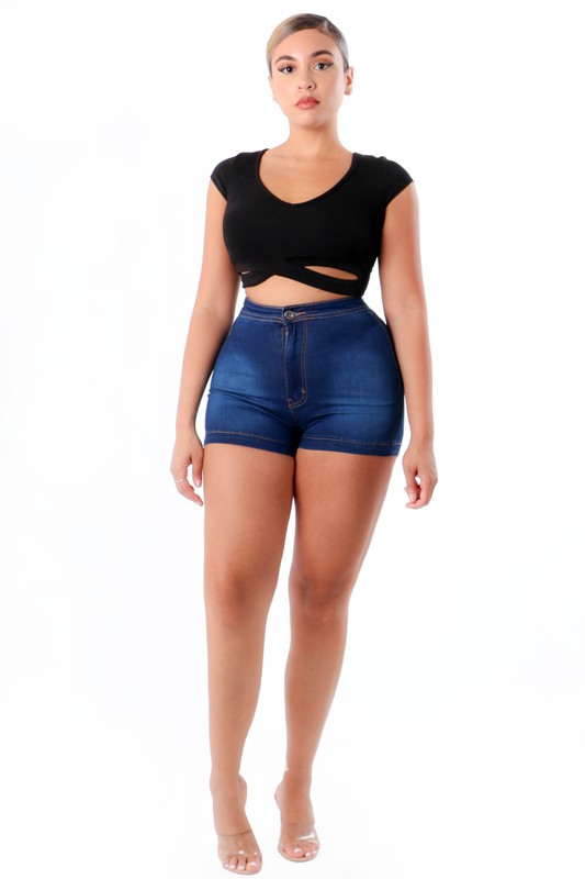 Dark Denim High Rise Short JC & JQ INC