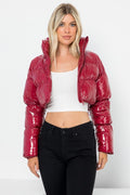 Shiny Nylon Quilted Crop Puffer 26 INTERNATIONAL