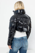 Shiny Nylon Quilted Crop Puffer 26 INTERNATIONAL