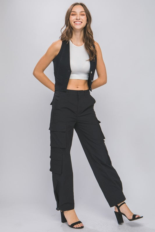 Cargo Pants With Snap Button STYLE MELODY, INC