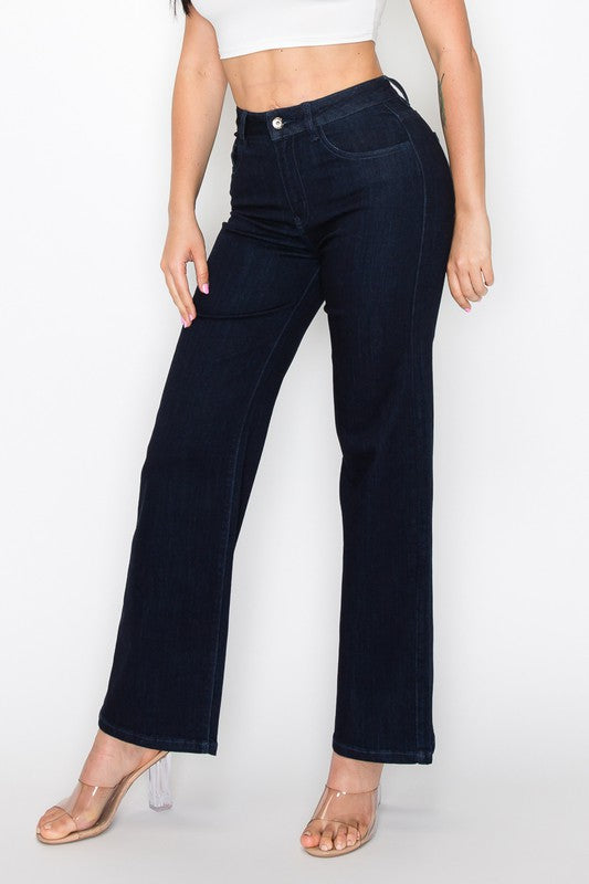 Dark High Rise Wide Leg Jeans ENCORE JEANS.CORP