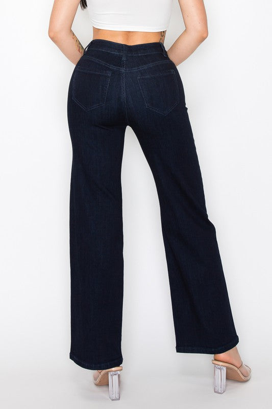 Dark High Rise Wide Leg Jeans ENCORE JEANS.CORP