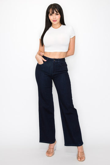 Dark High Rise Wide Leg Jeans ENCORE JEANS.CORP