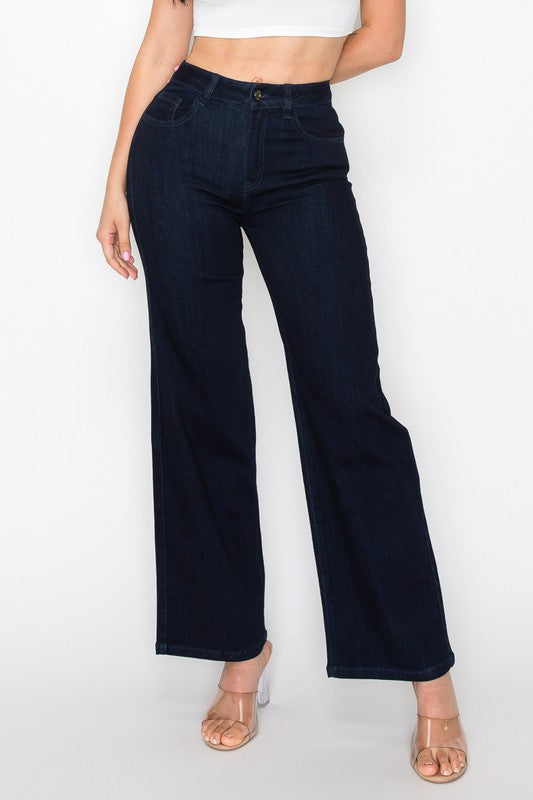 Dark High Rise Wide Leg Jeans ENCORE JEANS.CORP