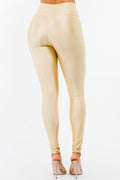 Zipper Shiny Curve Fitted Leggings LETS GO APPAREL