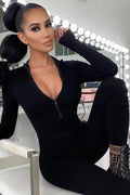 Mock Neck Bodycon Jumpsuit FASHION LOVE