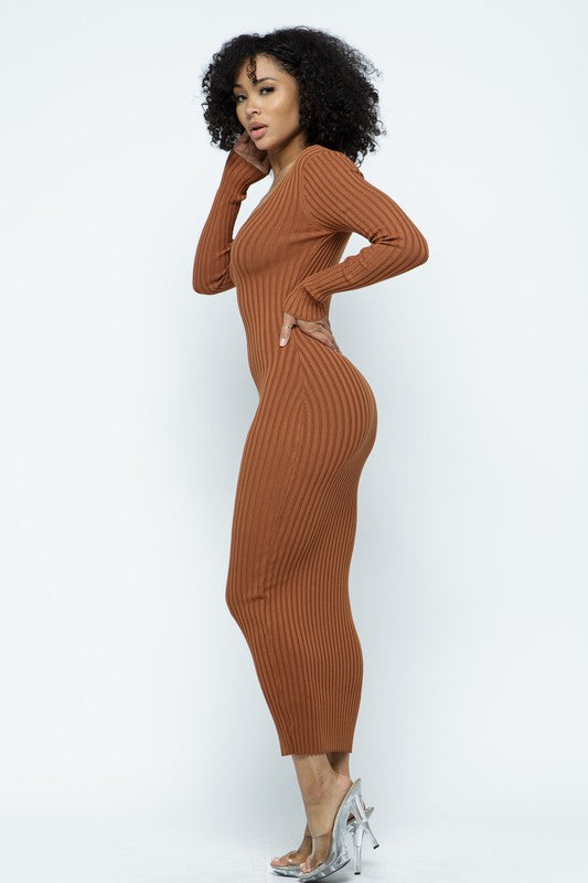 Off Shoulder Ribbed Bodycon Dress HERA COLLECTION