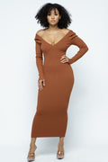 Off Shoulder Ribbed Bodycon Dress HERA COLLECTION