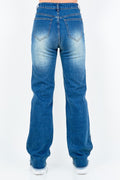 Frayed Edge Patchwork Washed Jeans AMERICAN BAZI