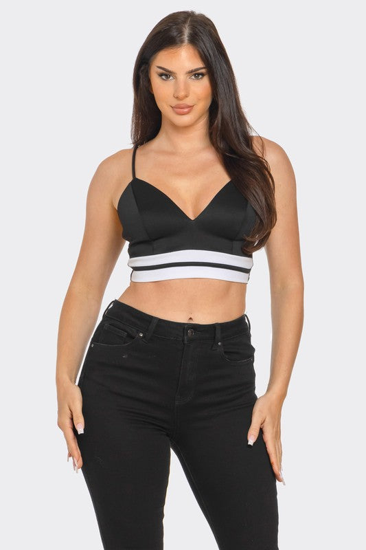 Front Bottom Striped Detail Bra Crop Top JULIA