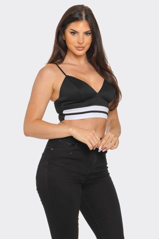 Front Bottom Striped Detail Bra Crop Top JULIA