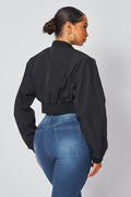 Carolina Crop Open Front Nylon Bomber Jacket HOT & DELICIOUS