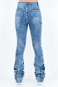 Acid Stacked Multi Pocket Cargo Jeans AMERICAN BAZI