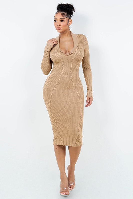 Keepin' it Classy Collared Ribbed Dress HERA COLLECTION