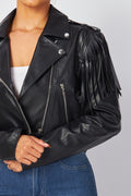 Gillian Faux Leather PU Fringe Crop Jacket HOT & DELICIOUS