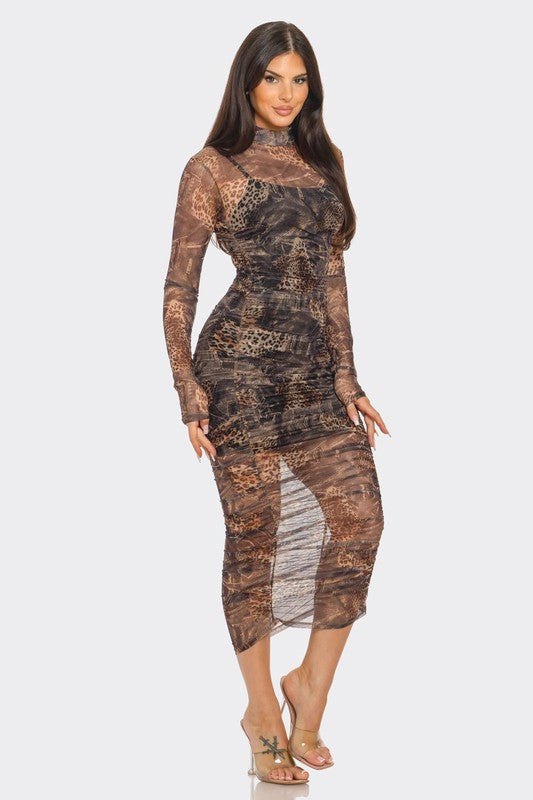 Long Mesh Animal Print Dress CAPSULLE