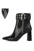 Pointed Toe Patent Bootie with Buckle FORTUNE DYNAMICS