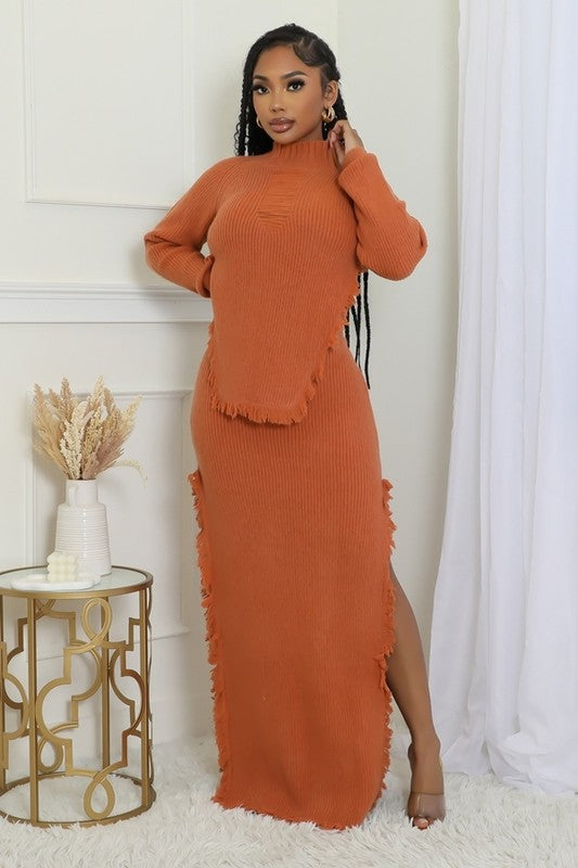 Knit Mock Neck Long Sleeve Dress GOODTIMES USA