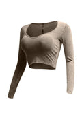 Mineral Washed Long Sleeve Crop Top K TOO