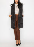 Zip Up Puffer Drawstring Long Vest shopiris