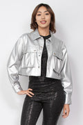 PU Front Pocket Jacket shopiris