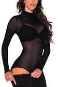 Mesh Long Sleeve Bodysuit FASHION LOVE