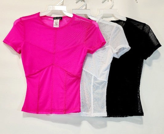 Short Sleeve Chest Detail Mesh Top TOP CHIC