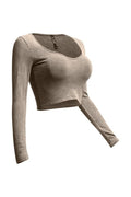 Mineral Washed Long Sleeve Crop Top K TOO