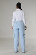 High Rise Cargo Pants with Extra Front Panel Pocket APHRODITE