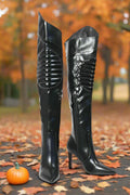 Pointed Toe MotorSport Over Knee High Boots LILIANA