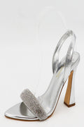 Rhinestone Bubble Strap Heel with Sling Back Strap J.P ORIGINALS