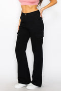 High Waist Denim Cargo Pocket Jeans D ROCK