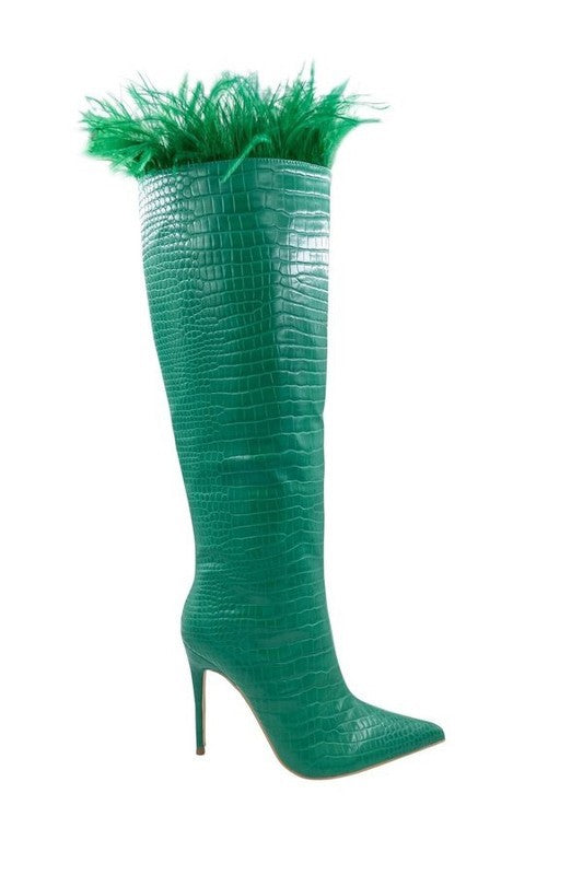 Embossed Croc Feather Tall Boot BERNESS