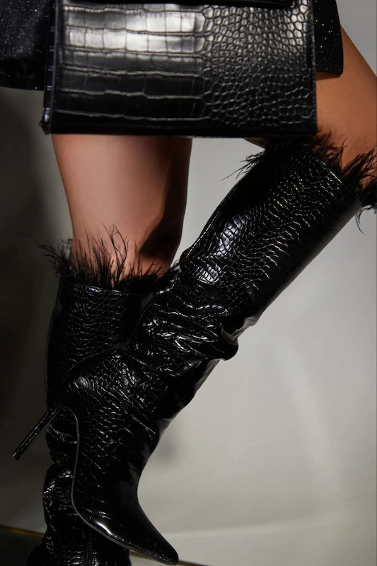 Embossed Croc Feather Tall Boot BERNESS