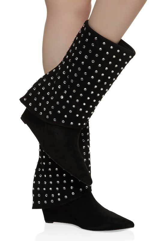 Fold Over Rhinestone Boot YOKI SHOES