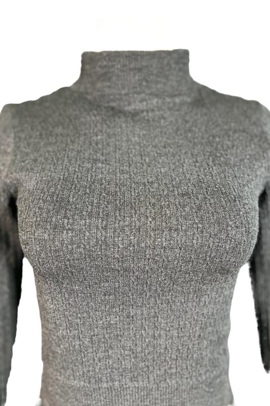 Mock Neck Long Sleeve Sweater Top EHL IMPORTS