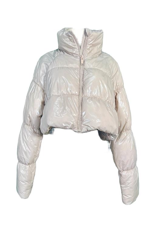 Shiny Nylon Quilted Crop Puffer 26 INTERNATIONAL