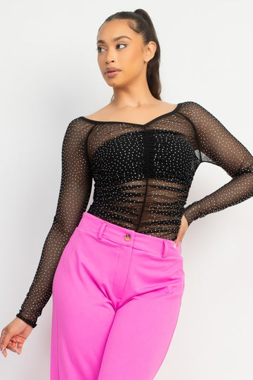 Rhinestone Mesh Bodysuit IRIS