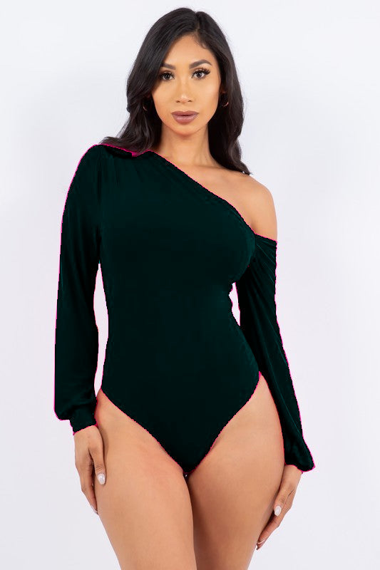 Draped Bodysuit with Pleats LETS GO APPAREL