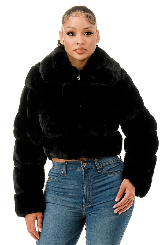 Collared L/S Fur Jacket 36 POINT 5