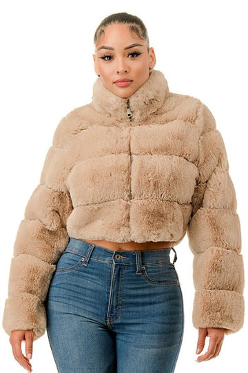 L/S Fur Jacket with High Collar 36 POINT 5