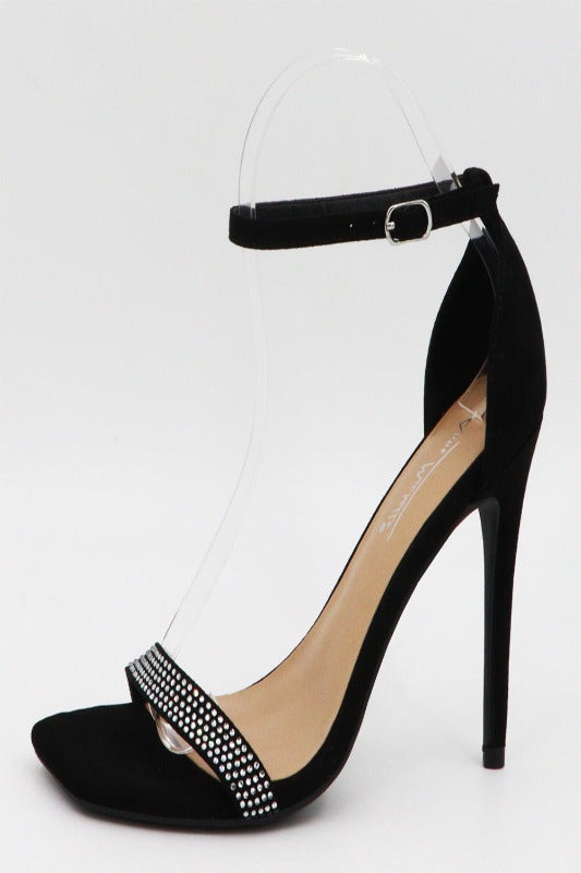 Single Rhinestone Banded Heel with Ankle Strap J.P ORIGINALS