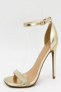 Single Rhinestone Banded Heel with Ankle Strap J.P ORIGINALS