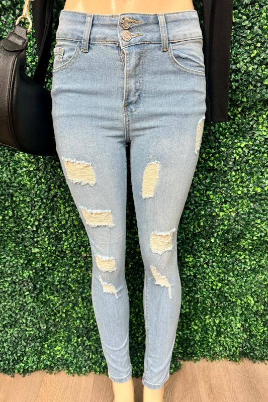 Ripped Denim Jeans - Light AWESOME CONCEPT INC