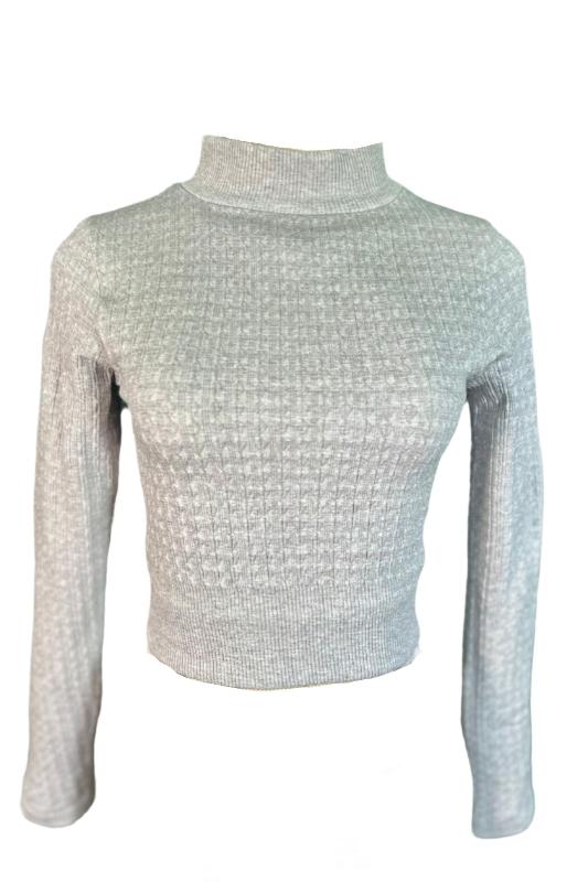 Mock Neck Long Sleeve Sweater Top EHL IMPORTS