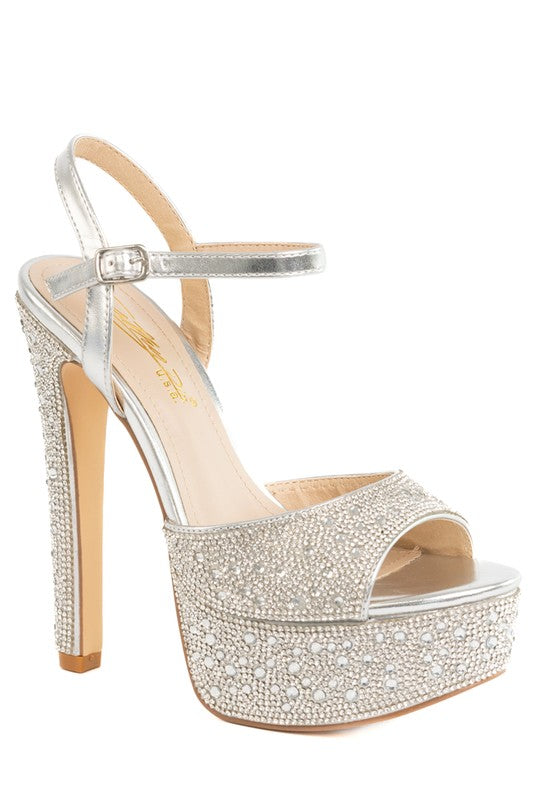 Rhinestone Studded Platform Heel DDK FOOTWEAR