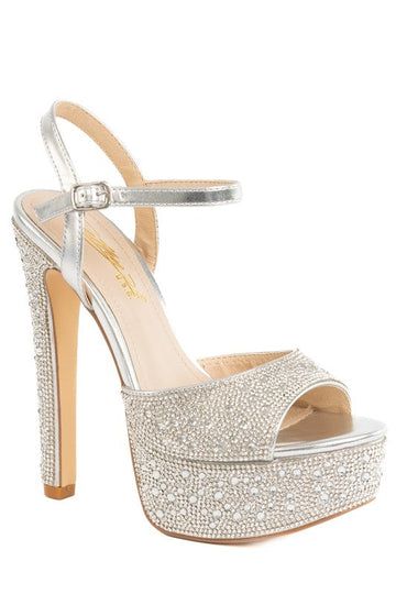 Rhinestone Studded Platform Heel DDK FOOTWEAR