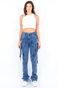 Acid Washed Stacked Skinny Jeans - OLD AMERICAN BAZI