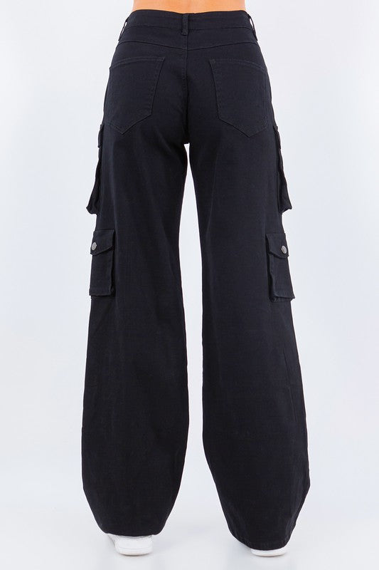 High Waist Wide Leg Pocket Pants AMERICAN BAZI